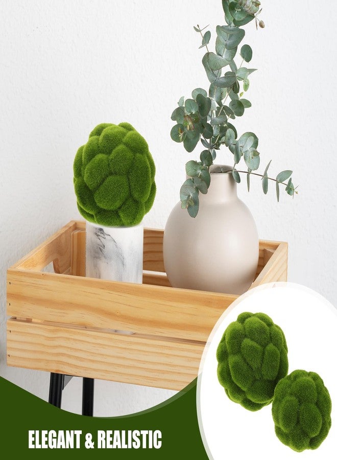 MHFOOU 2pcs Fake Moss Balls,Artificial Green Moss Balls Simulated Plant Moss Decor for Fairy Gardens Floral Arrangements Craft - Image 3